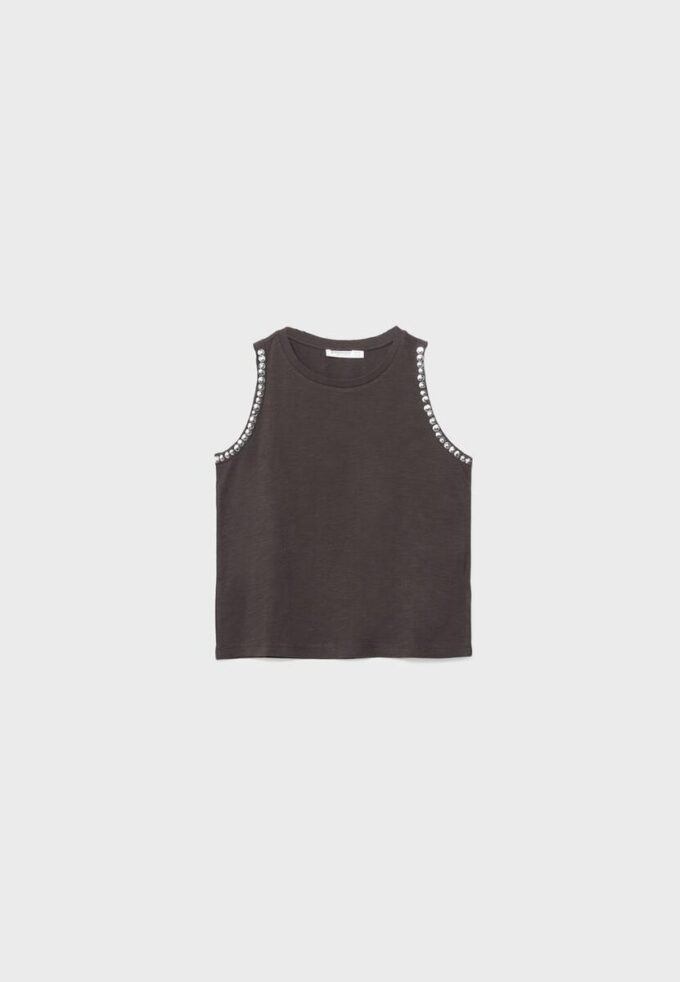 Αμάνικο T-shirt με κεντημένα καρφιά Αμάνικο T-shirt με κεντημένα καρφιά
