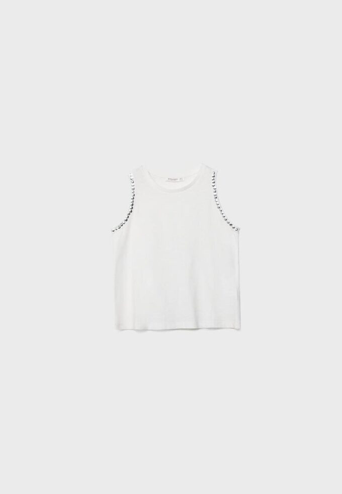 Αμάνικο T-shirt με κεντημένα καρφιά Αμάνικο T-shirt με κεντημένα καρφιά