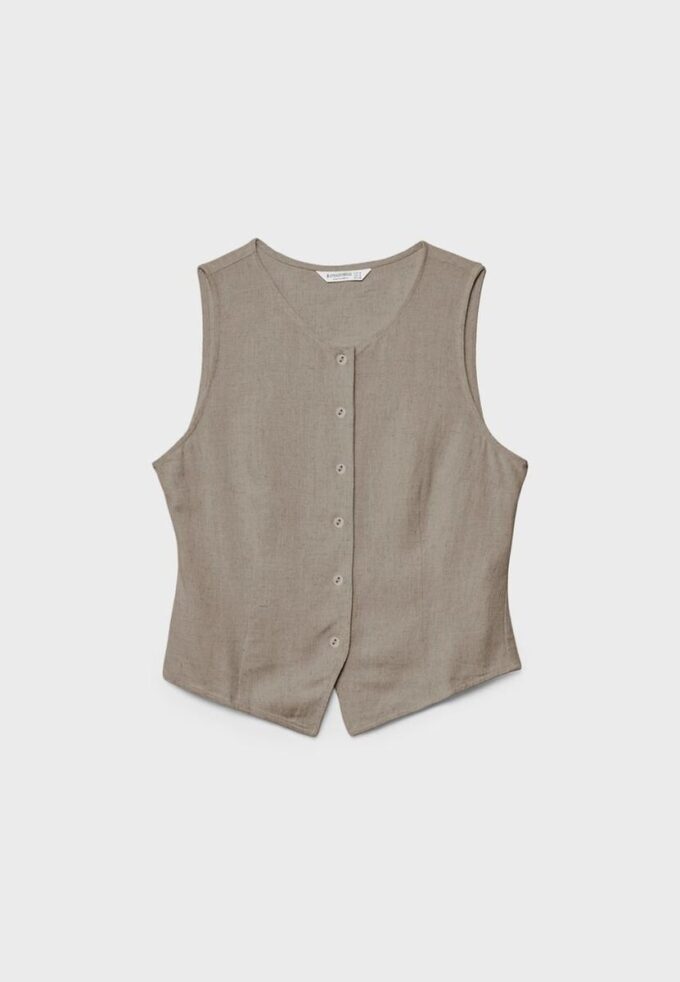 Αμάνικο τοπ με κουμπιά Αμάνικο τοπ με κουμπιά