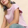 B06 Βασικό T-shirt με πεσμένους ώμους