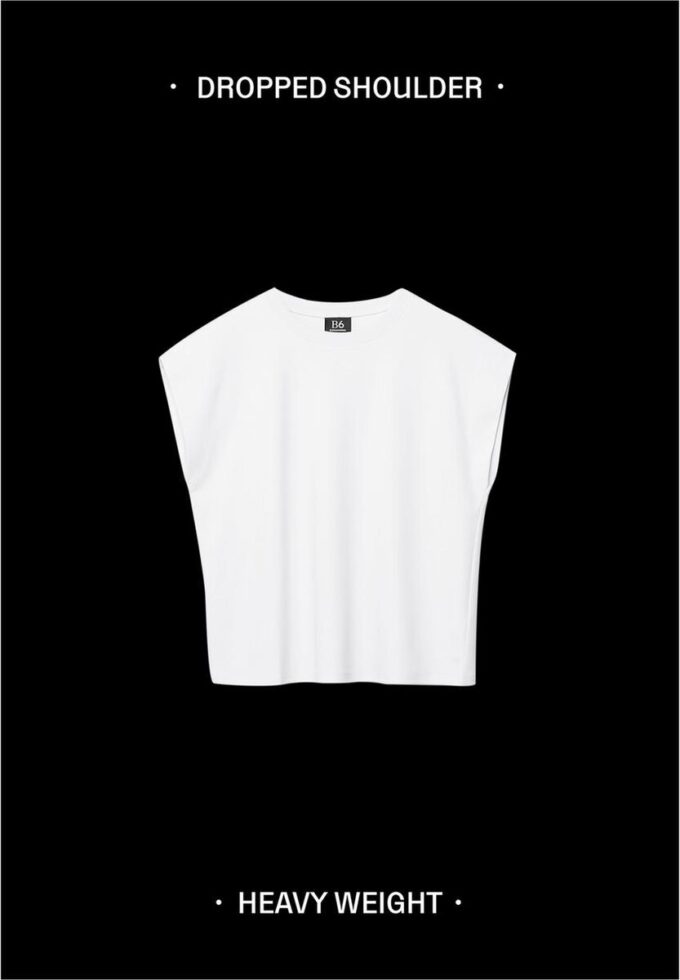 B06 Βασικό T-shirt με πεσμένους ώμους B06 Βασικό T-shirt με πεσμένους ώμους