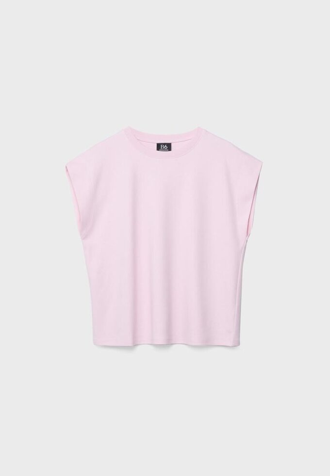 B06 Βασικό T-shirt με πεσμένους ώμους