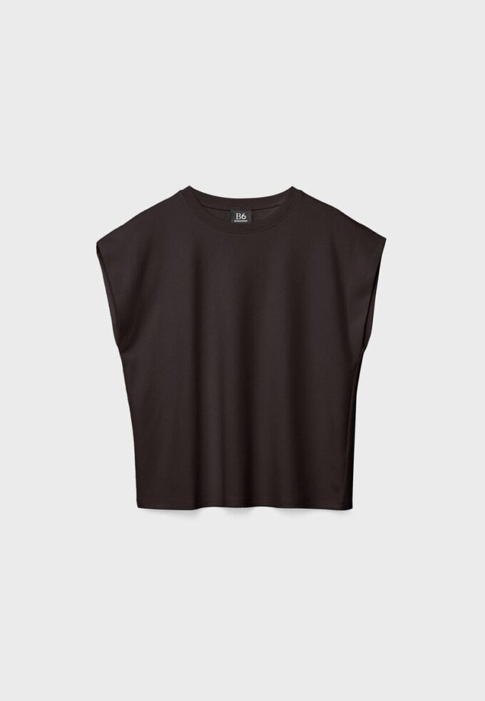 B06 Βασικό T-shirt με πεσμένους ώμους