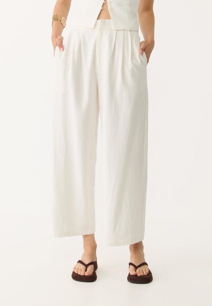 Culotte με πιέτες από μείγμα λινού Culotte με πιέτες από μείγμα λινού