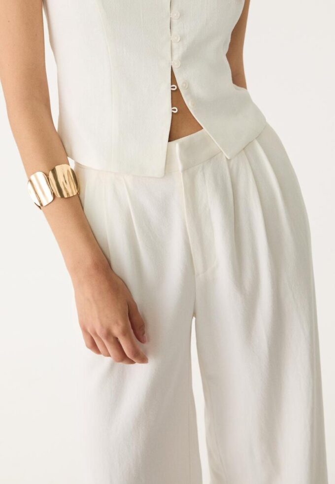 Culotte με πιέτες από μείγμα λινού Culotte με πιέτες από μείγμα λινού