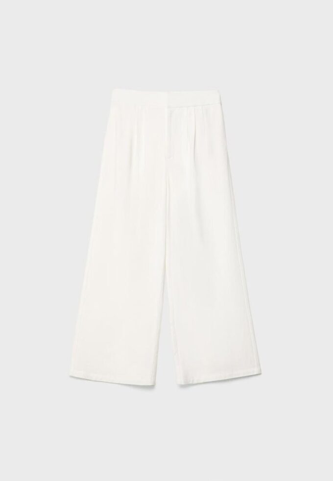 Culotte με πιέτες από μείγμα λινού Culotte με πιέτες από μείγμα λινού