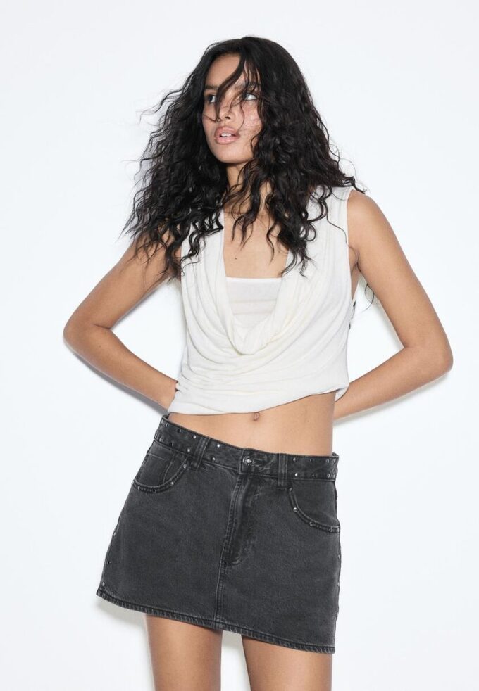 D62 Φούστα-Skort από τζιν με τρουκς D62 Φούστα-Skort από τζιν με τρουκς