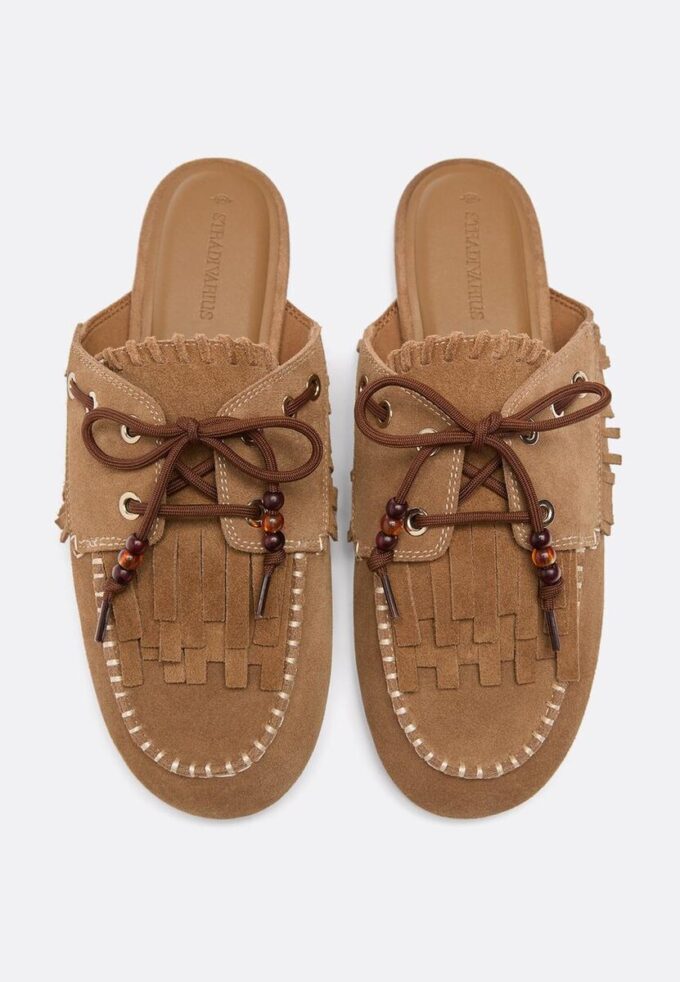 Δερμάτινα Loafers χωρίς πίσω μέρος με διακοσμητικά στοιχεία