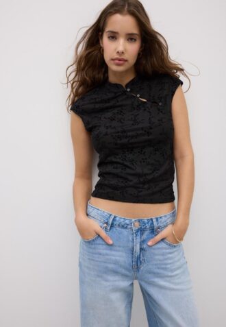 Φλοκωμένο T-shirt σε στυλ Qipao