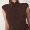 Φλοκωμένο T-shirt σε στυλ Qipao Φλοκωμένο T-shirt σε στυλ Qipao