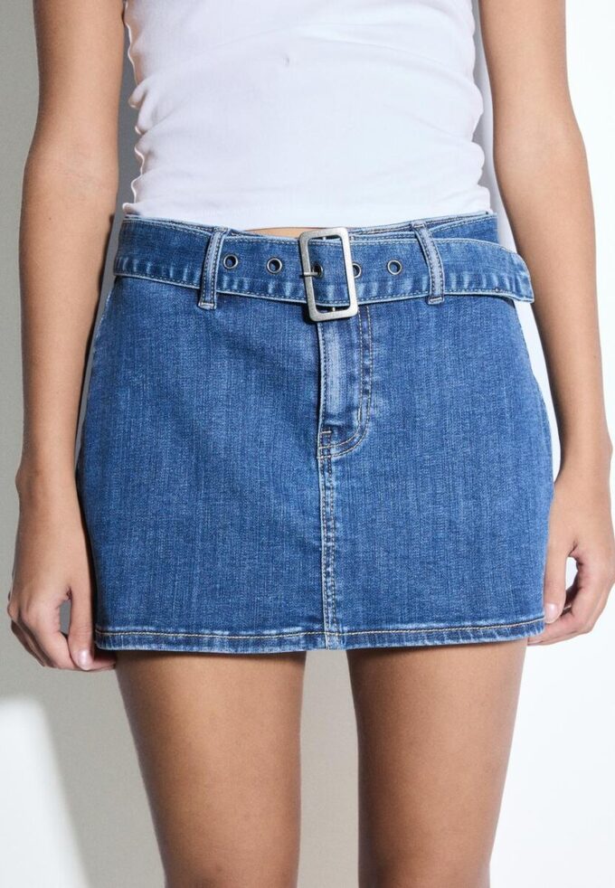 Φούστα-Skort από τζιν με ζώνη Φούστα-Skort από τζιν με ζώνη