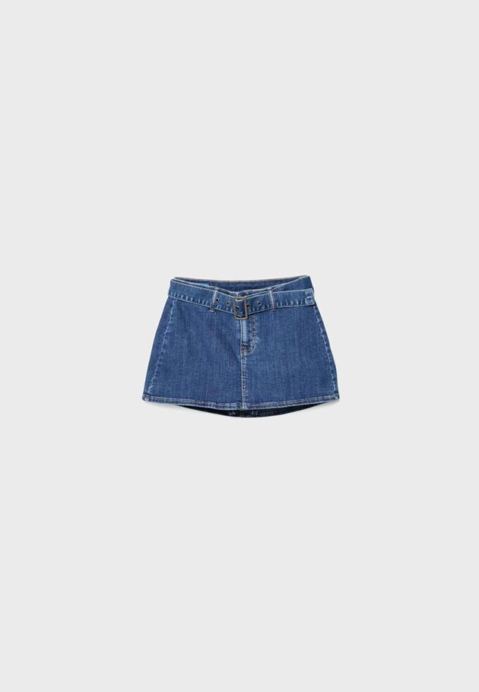 Φούστα-Skort από τζιν με ζώνη Φούστα-Skort από τζιν με ζώνη