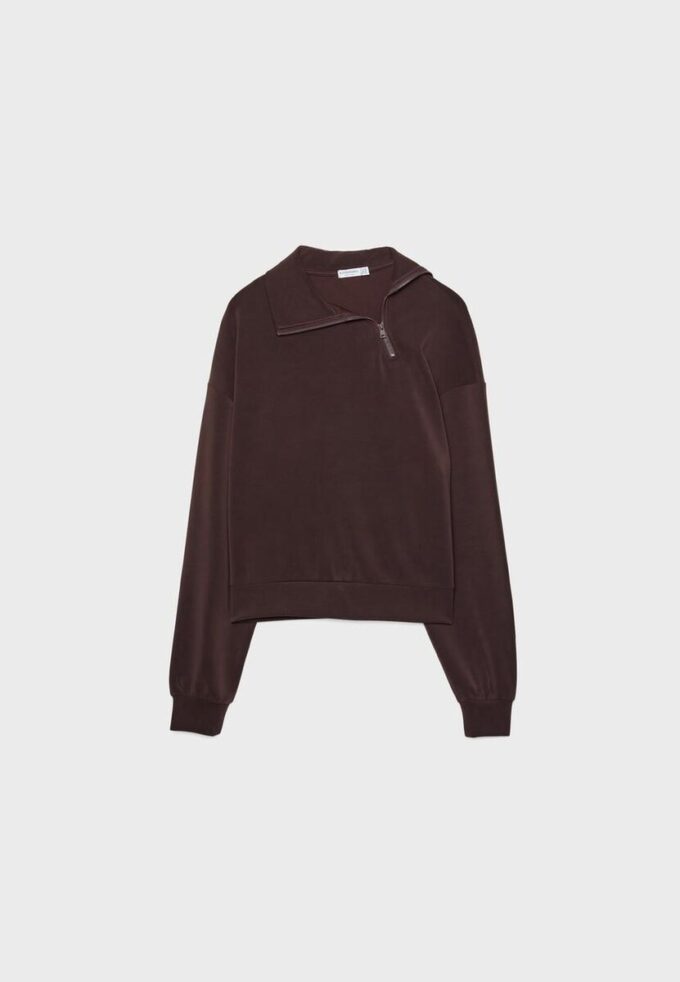 Φούτερ με απαλή υφή με πλαϊνό φερμουάρ