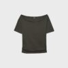 Κοντομάνικο T-shirt με λαιμόκοψη και πτυχώσεις