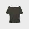 Κοντομάνικο T-shirt με λαιμόκοψη και πτυχώσεις