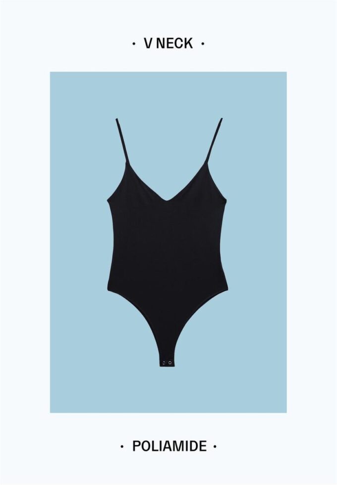 Κορμάκι με λουράκια και V-neck