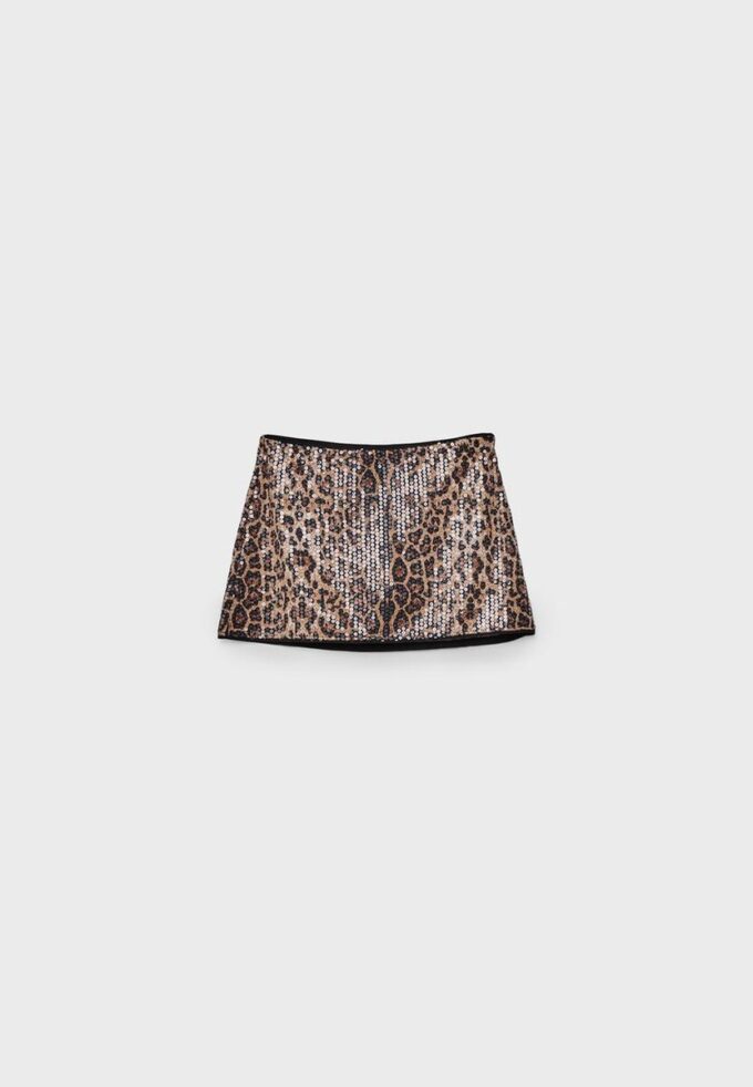 Μίνι Skort με πούλιες σε animal print Μίνι Skort με πούλιες σε animal print