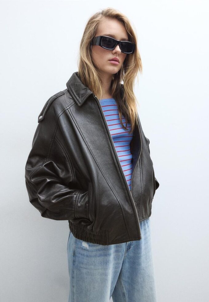Μπουφάν δέρματος oversize