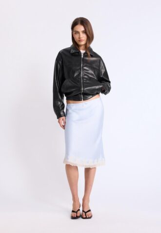 Μπουφάν Oversize με εφέ δερμάτινο