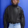 Oversize μπουφάν με πτερύγιο από 100% δερμάτινο δέρμα Oversize μπουφάν με πτερύγιο από 100% δερμάτινο δέρμα
