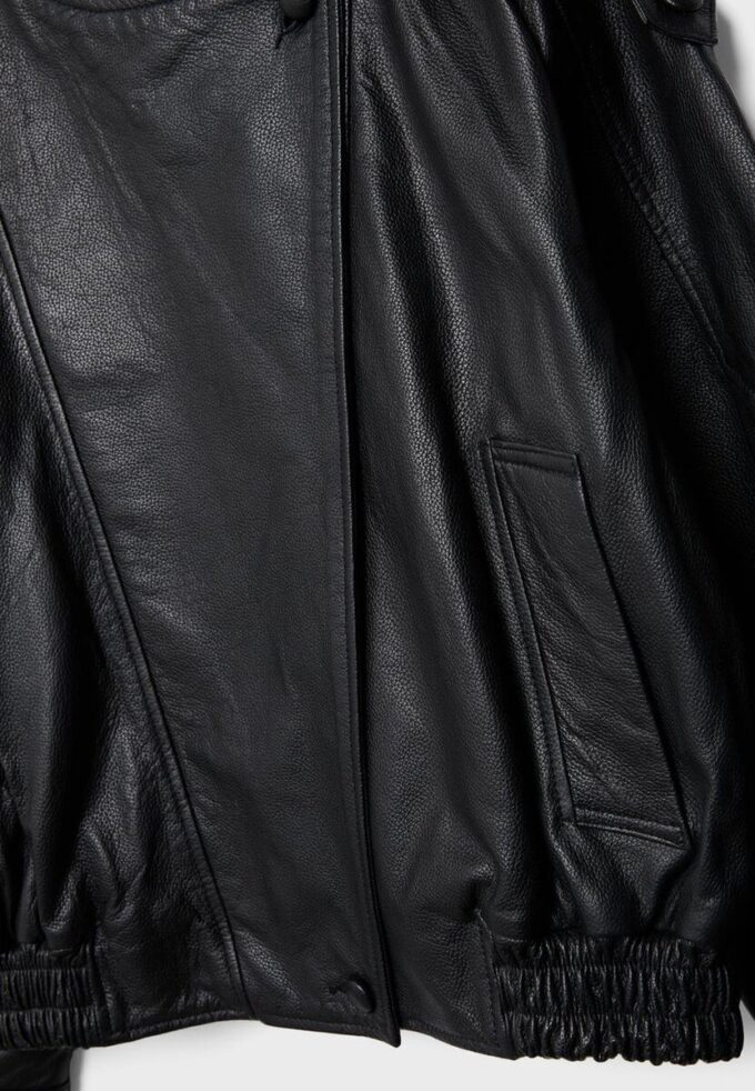 Oversize μπουφάν με πτερύγιο από 100% δερμάτινο δέρμα Oversize μπουφάν με πτερύγιο από 100% δερμάτινο δέρμα