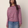 Oversize ριγέ T-shirt με μακριά μανίκια Oversize ριγέ T-shirt με μακριά μανίκια