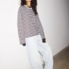 Oversize ριγέ T-shirt με μακριά μανίκια Oversize ριγέ T-shirt με μακριά μανίκια