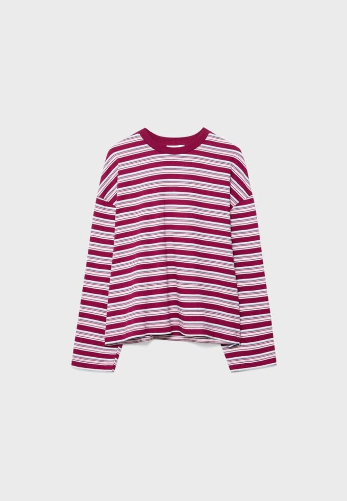 Oversize ριγέ T-shirt με μακριά μανίκια Oversize ριγέ T-shirt με μακριά μανίκια