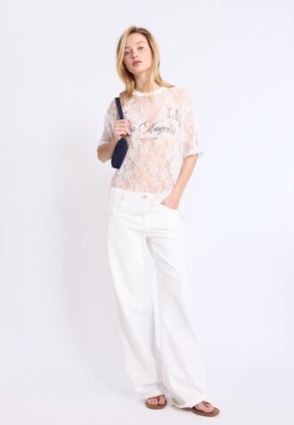 Oversize T-shirt από δαντέλα με γραφικά στοιχεία