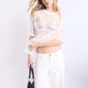 Oversize T-shirt από δαντέλα με γραφικά στοιχεία