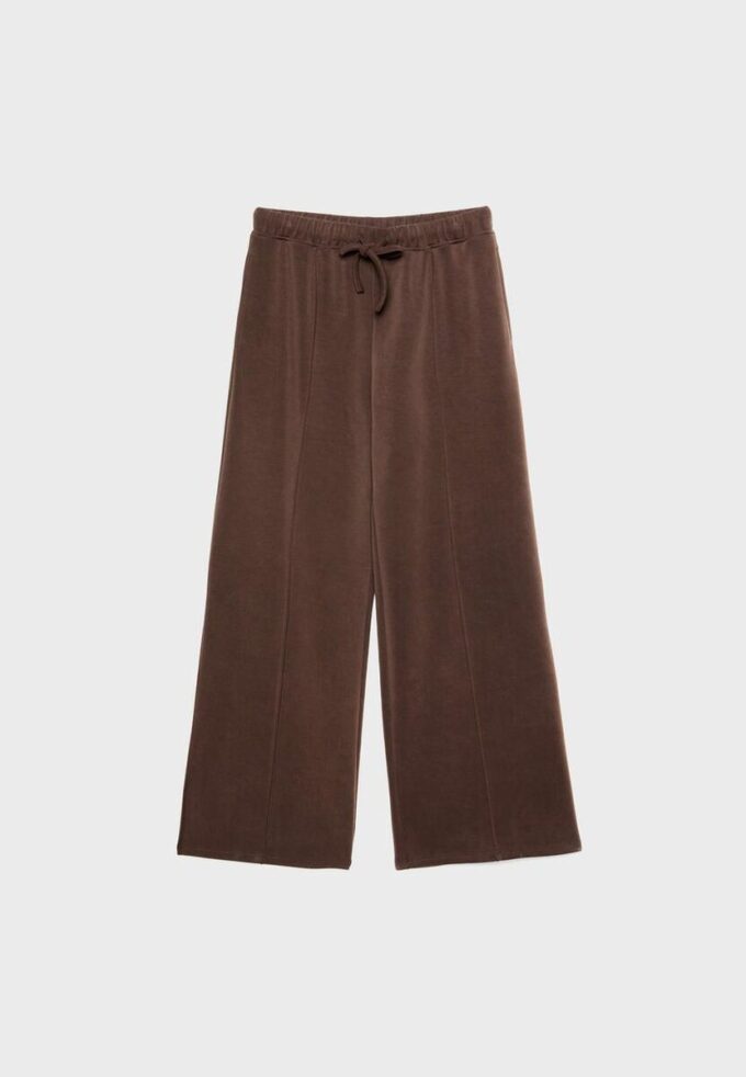 Παντελόνι Jogger με απαλή υφή και Wide Leg και λεπτομέρεια ραφής μπροστά Παντελόνι Jogger με απαλή υφή και Wide Leg και λεπτομέρεια ραφής μπροστά