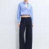 Παντελόνι με Wide Leg και λεπτομέρεια με αγκράφα Παντελόνι με Wide Leg και λεπτομέρεια με αγκράφα