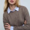 Πλεκτό T-shirt από δύο υλικά