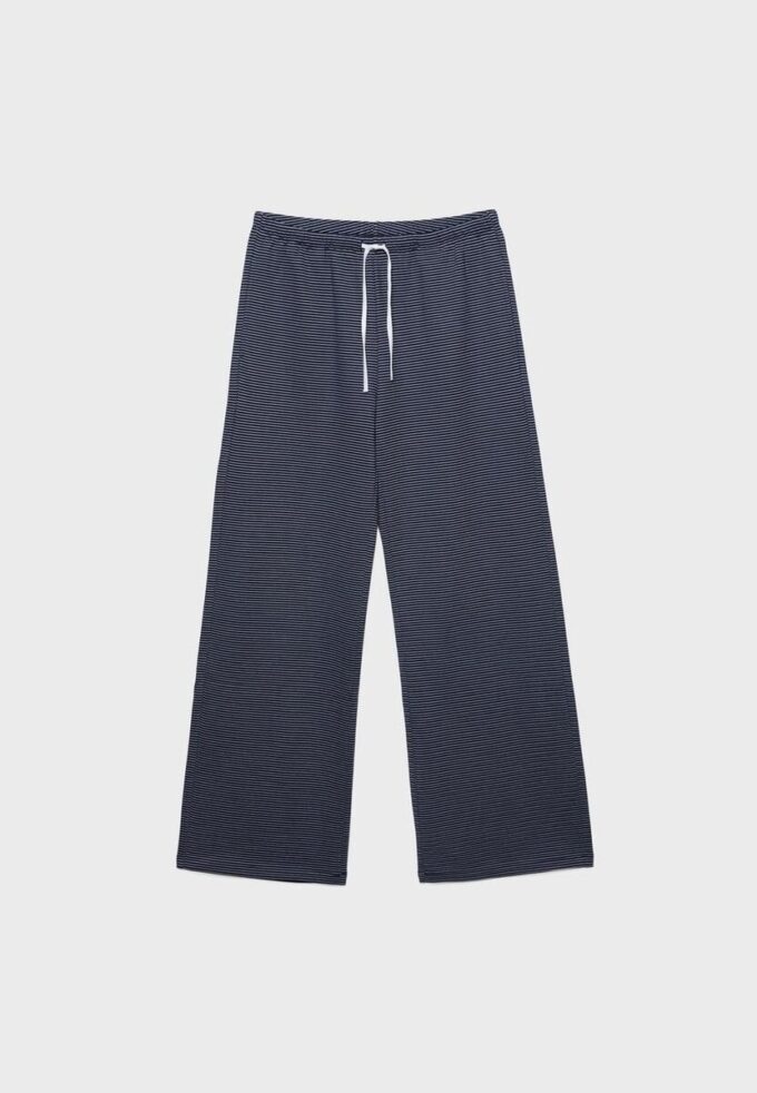 Ριγέ παντελόνι jogger με Wide Leg πόδια