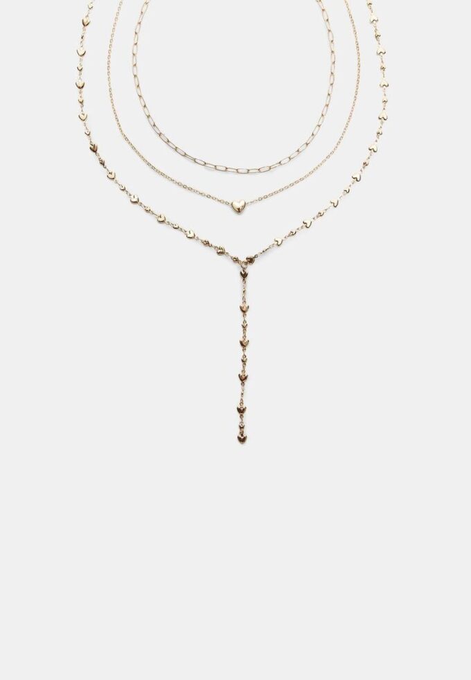 Σετ 3 κολιέ Lariat Heart