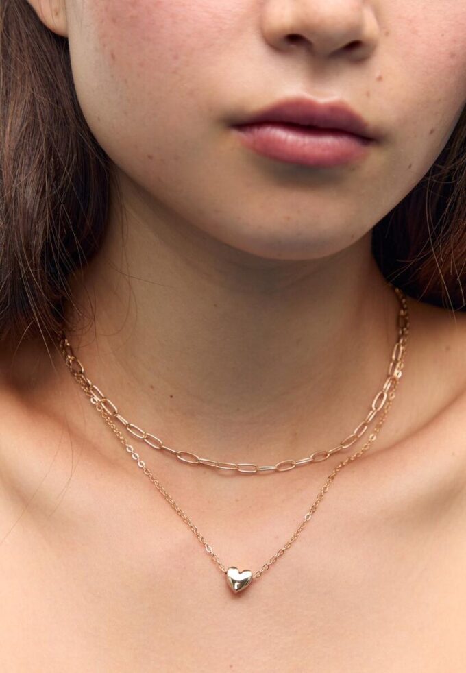 Σετ 3 κολιέ Lariat Heart