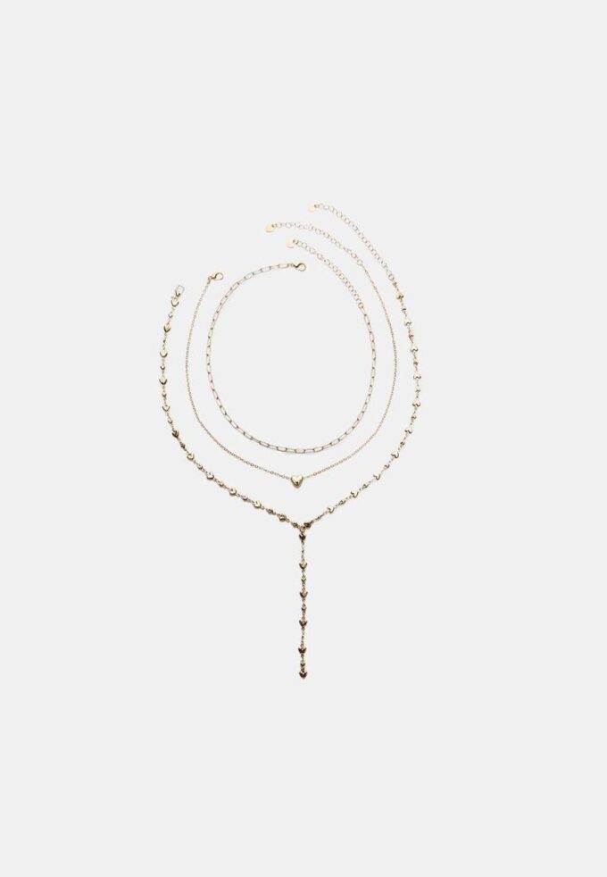 Σετ 3 κολιέ Lariat Heart