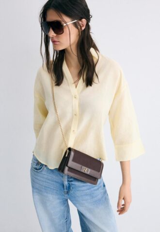 Τσάντα Crossbody από καμβά με αντίθεση χρωμάτων