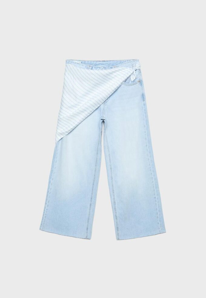 Τζιν Culotte με λεπτομέρεια κασκόλ Τζιν Culotte με λεπτομέρεια κασκόλ