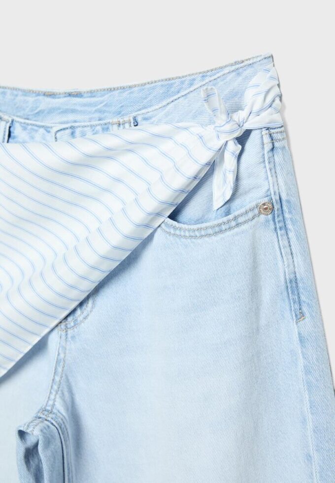 Τζιν Culotte με λεπτομέρεια κασκόλ Τζιν Culotte με λεπτομέρεια κασκόλ