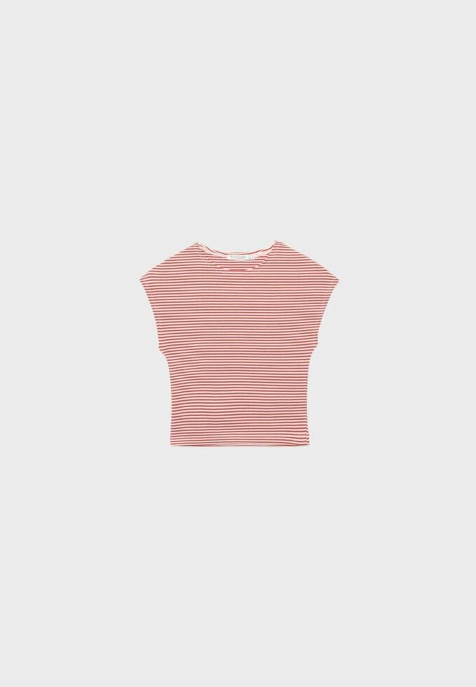 Βασικό ριγέ T-shirt με μίνι μανίκια