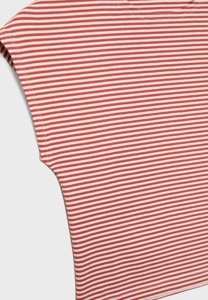 Βασικό ριγέ T-shirt με μίνι μανίκια