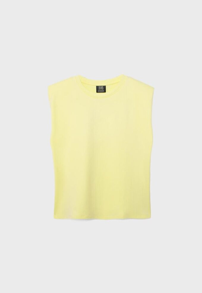 Βασικό T-shirt με επενδυμένους ώμους Βασικό T-shirt με επενδυμένους ώμους