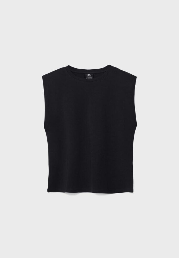Βασικό T-shirt με επενδυμένους ώμους Βασικό T-shirt με επενδυμένους ώμους