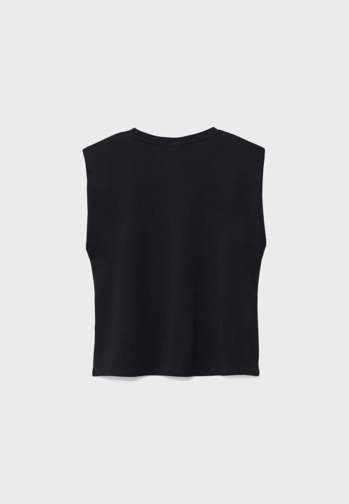 Βασικό T-shirt με επενδυμένους ώμους Βασικό T-shirt με επενδυμένους ώμους