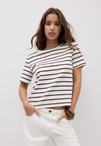 Βασικό βαρύ ριγέ T-shirt κανονικής εφαρμογής