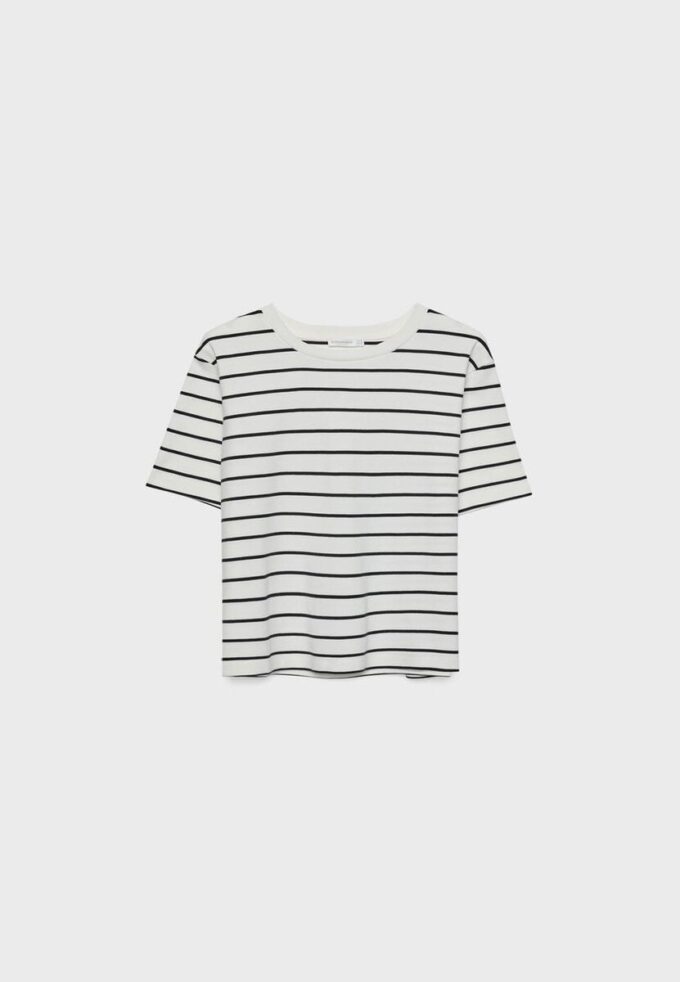 Βασικό βαρύ ριγέ T-shirt κανονικής εφαρμογής Βασικό βαρύ ριγέ T-shirt κανονικής εφαρμογής